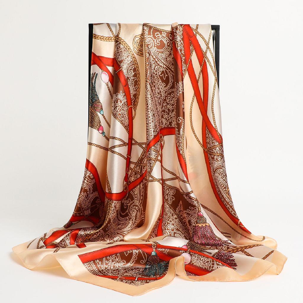Color Block Silk Square Scarf - Versatile Women's Accessory for All Seasons, Perfect for Neckwear and Sun Protection