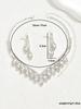 3PC Women's Fashion Copper Inlaid Claw Chain Cone Water Drop Necklace Earrings Zircon Set Wedding Party Festival Gift