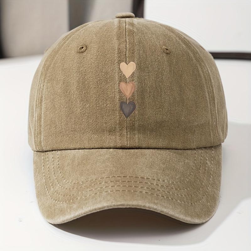 Comfortable style women's casual baseball cap with adjustable heart-shaped print design outdoor activities and sun protection