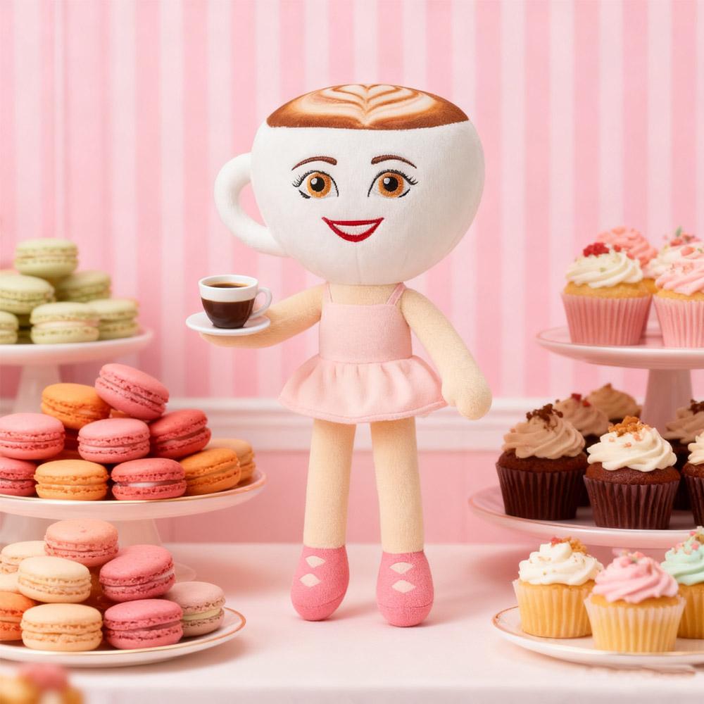 Unique Teacup - Head Plush Doll with Ballet Tutu Soft Stuffed Toy for Girls Toddlers Kids Imaginative Play Gift
