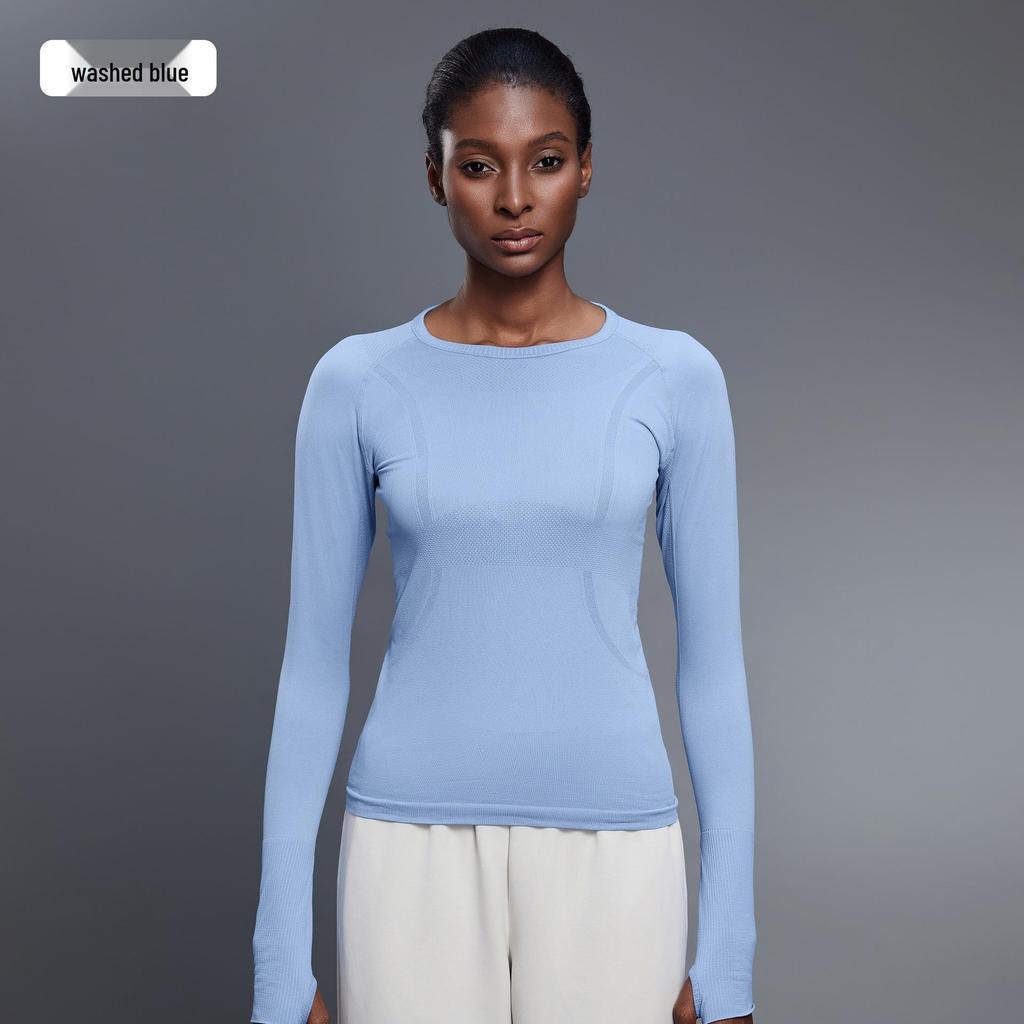 Women's Seamless Long Sleeve Yoga Top – Comfortable, Breathable, Tight-Fitting, Slimming Fitness Wear