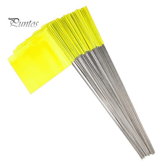Drapeaux de marquage pour pelouse, 100 pièces, marqueurs imperméables, ne se décolore pas, drapeaux de paysage en PVC largement utilisés, drapeaux d'arrosage jaune