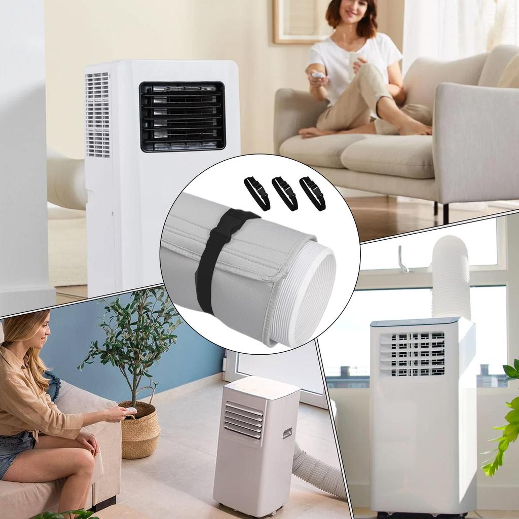 Air Conditioner Hose Protection Cover Insulated AC Hose Duct Vent Cover with 3 Ties Easy Installation for 5.9 Inch Air Condition