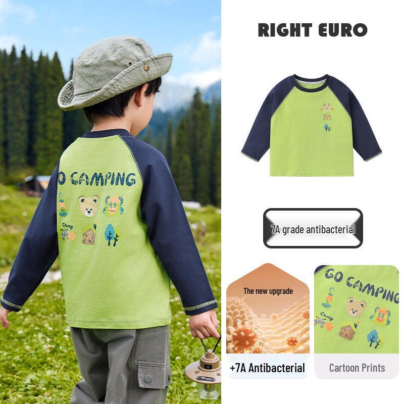 2026 Trendy Boys' Pure Cotton Long-Sleeve T-Shirt for Spring and Fall