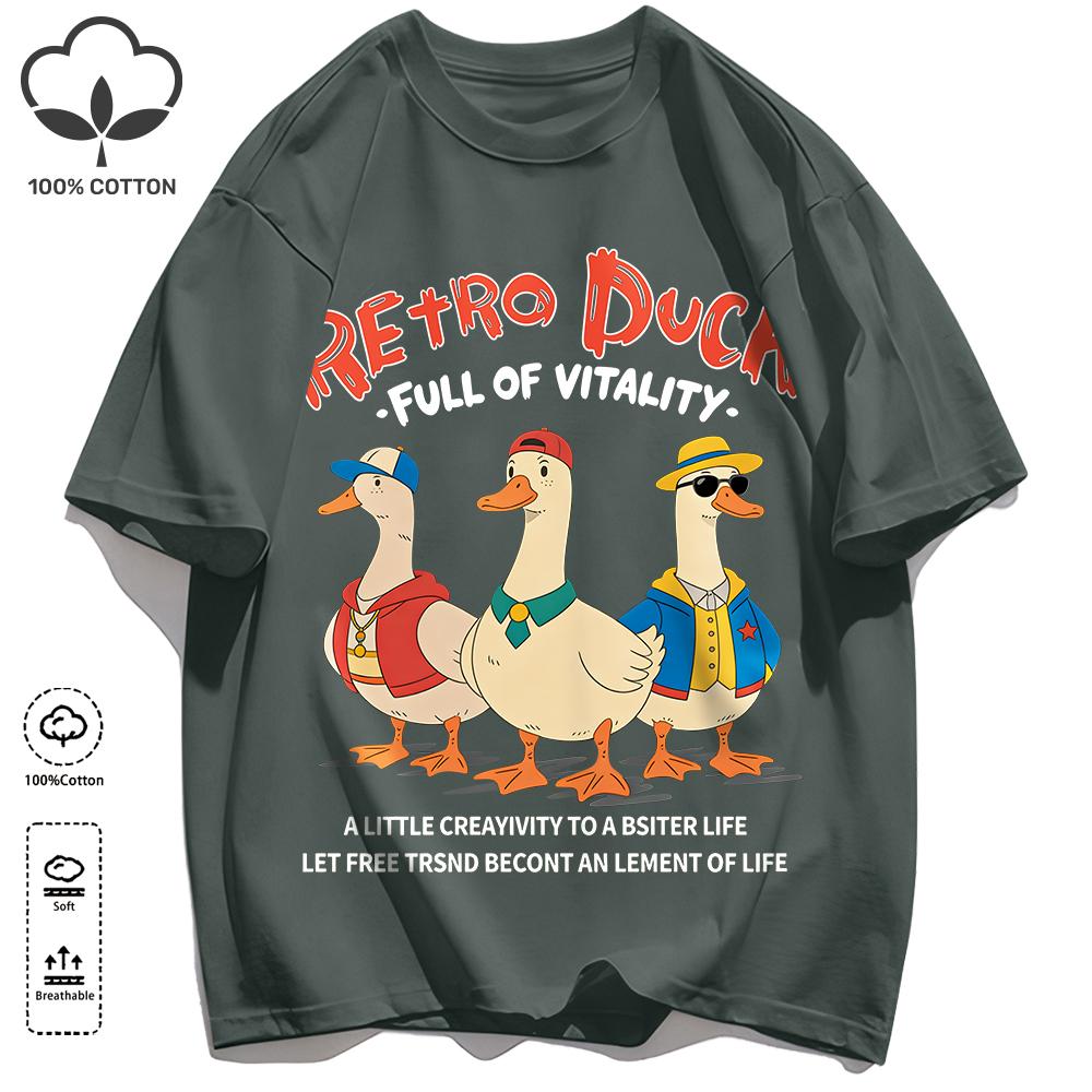 Classic Color Scheme T-Shirts For Unisex Retro Oversized Short Sleeves Fashion Couple Clothes Unisex Simple Basics Clothing