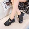 Retro Platform Loafers Women's 2025 New Velcro Thick Heel Round Head Versatile Fashion British Small Leather Shoes