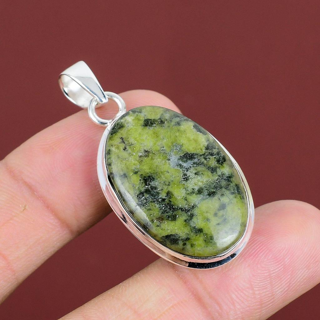Serpentine Pendant Gemstone Jewelry Antique Pendant 925 Sterling Silver Pendant Serpentine Jewelry Handmade Brand New Pendant Gifts For Dad