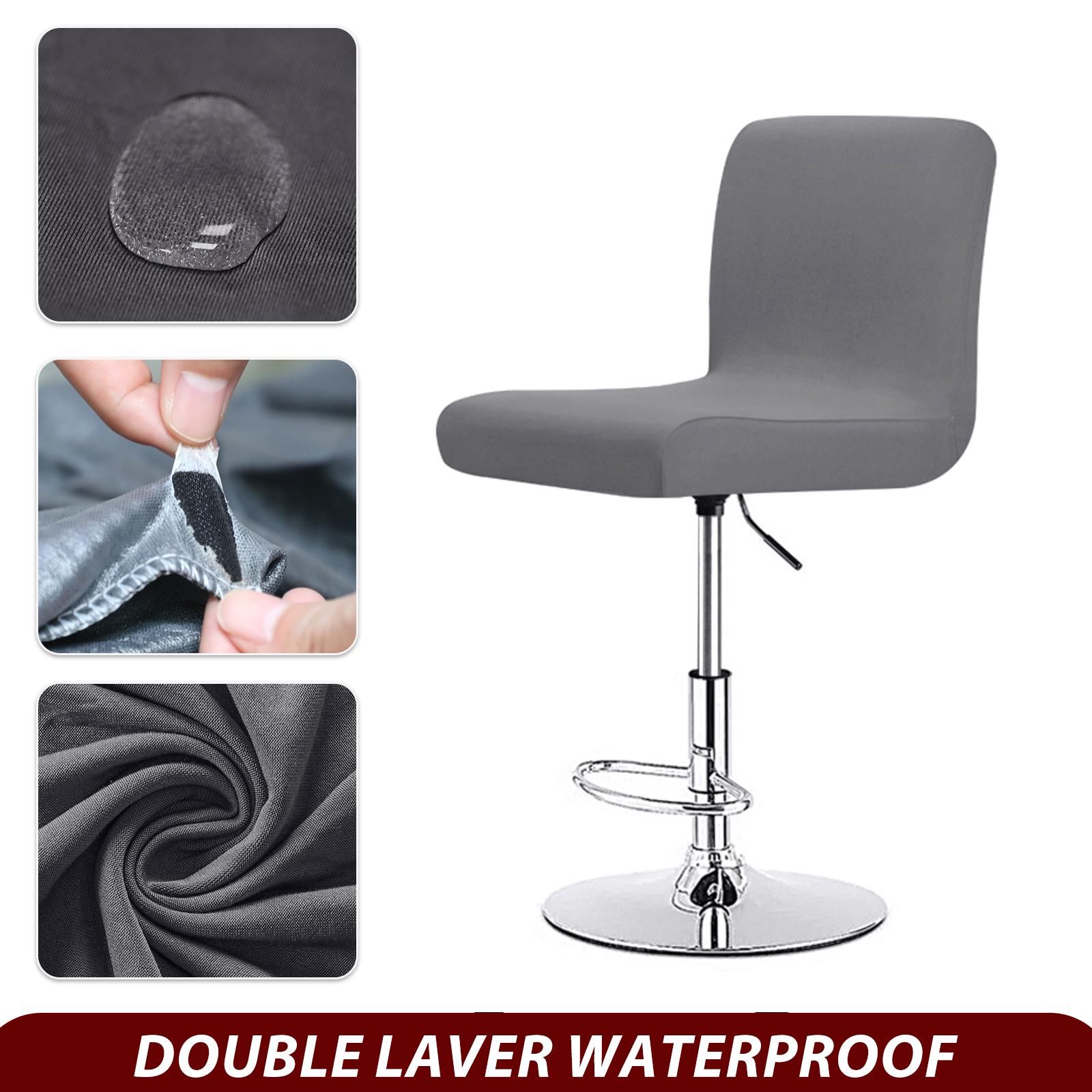 Echter wasserdichter Stoff Barhockerbezug Stretch Kurzer Rücken Stuhlbezug Waschbar Günstige Spandex-Bezüge für Zuhause Hotel Bankett Dekor 1 Piece gray