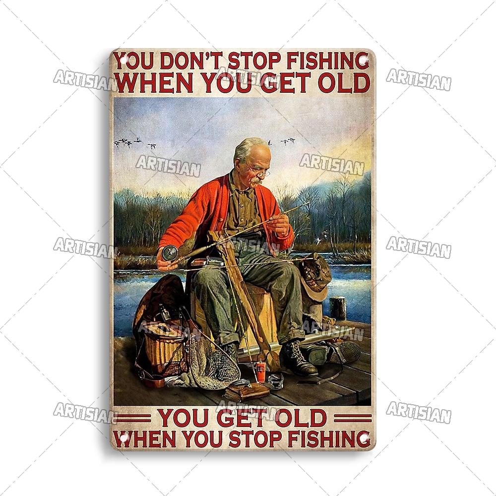 Artisian Fishing Metal Sign Sport Tin Plaque Lure Bait Decorative Poster Wall Decor Garage Bar Pub Club Hotel Cafe Kitchen Home