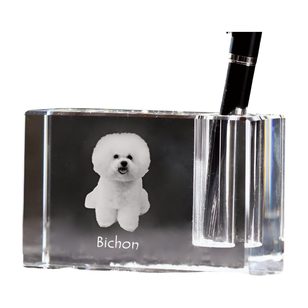 Bichon Frise, Bichon Tenerife, Bichon a poil frise – Pen stand, crystal organiser with dog photo | Art-Dog