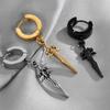 1 Pair Men Earrings Solid Color Sword Shape Punk Style Portable Drop Earrings for Daily Wear