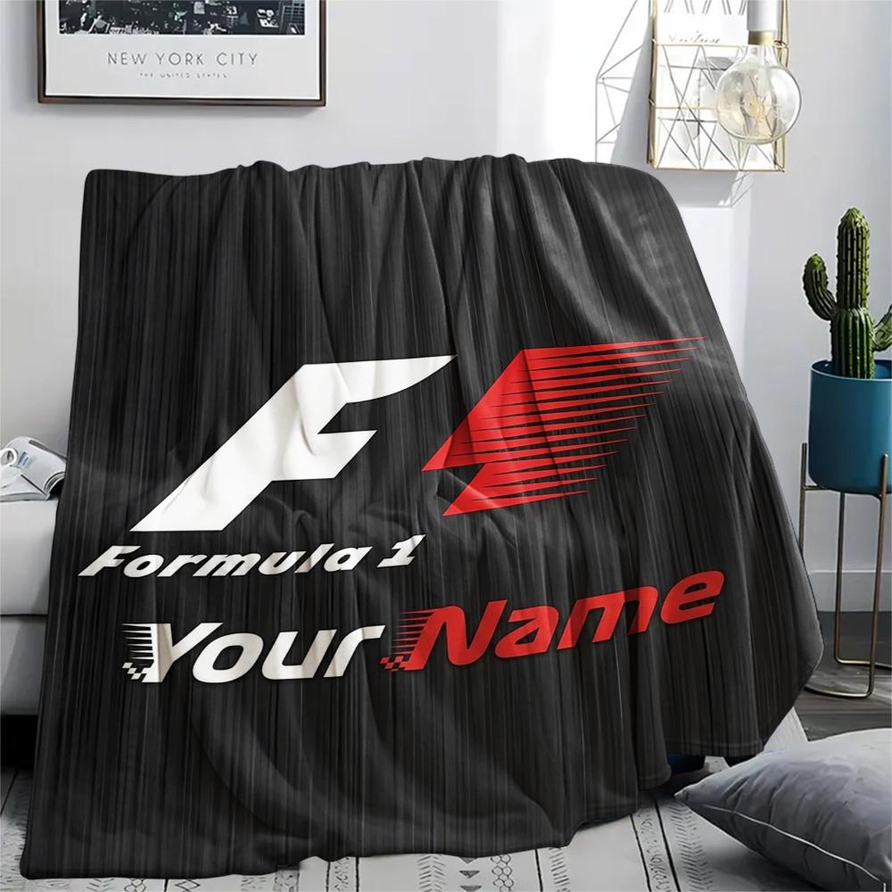 1PC F1 Gear Custom Name Patterned Flannel Blanket Suitable For All Seasons For Home Decor Warmth And Comfort Gifts Holiday Present