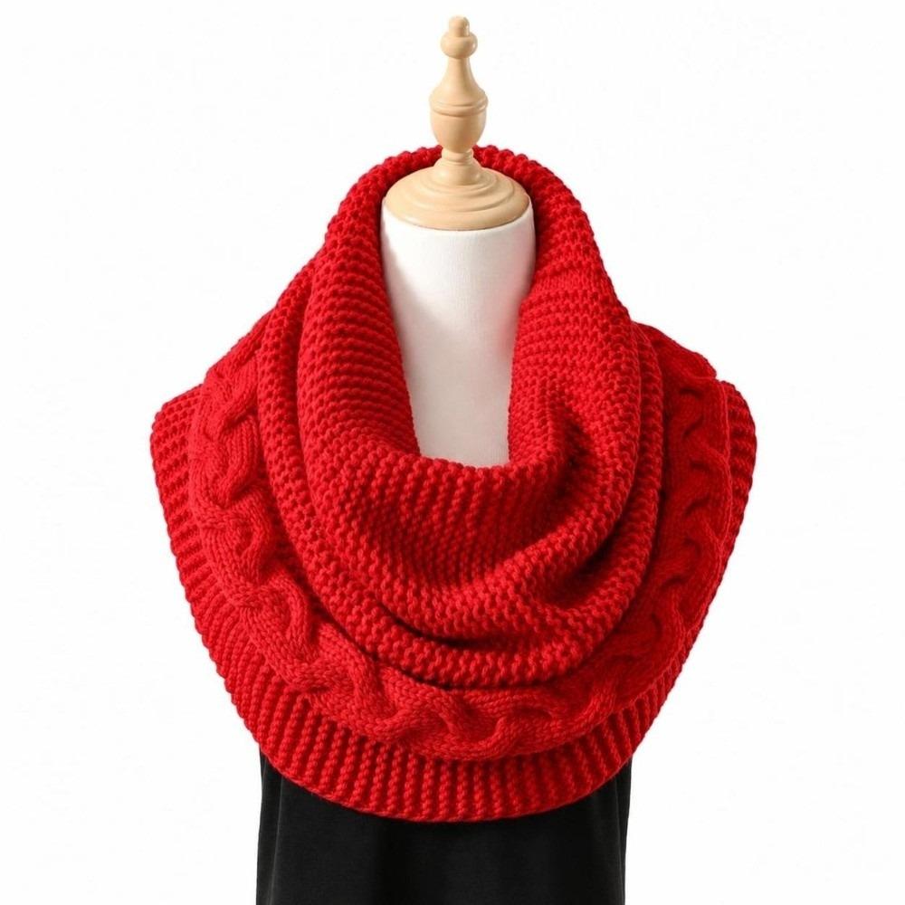Thickened Women's Knit Scarf Warm Winter Neck Warmer Versatile Hooded Scarf Winter Wear