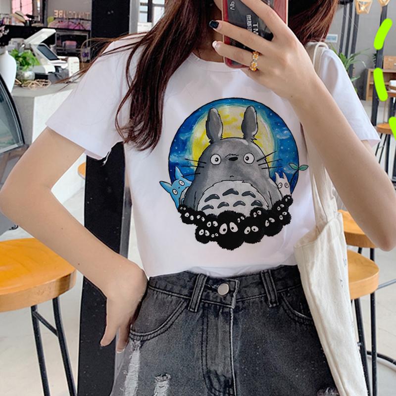 

Kawaii Totoro Harajuku T Shirt Women Studio Ghibli Cute Cartoon T-Shirt Ullzang 90S Funny Tshirt Fashion Graphic Top Tees Female XXXL білий