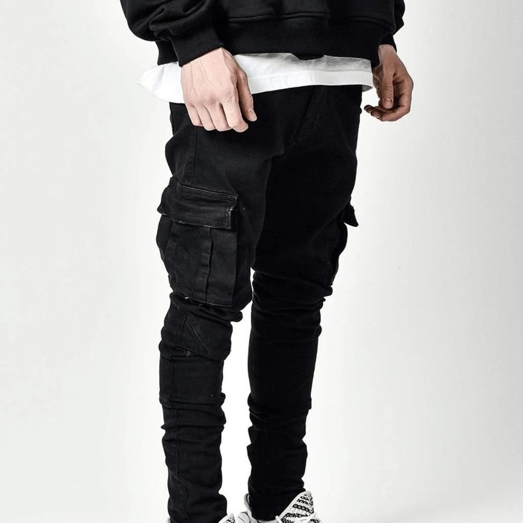 Nuovi jeans da uomo con tasca laterale e gamba piccola, jeans skinny da uomo