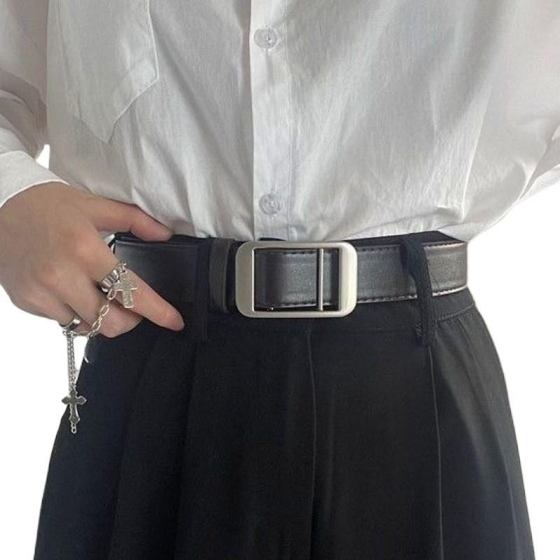 Durable Simple Design Vintage Black Pu Jeans Belt Perfect For Men And Women