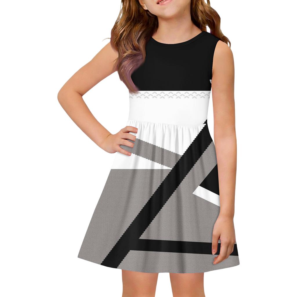 Dívčí letní princeznovské šaty - Šaty s áčkovou sukní a vestou