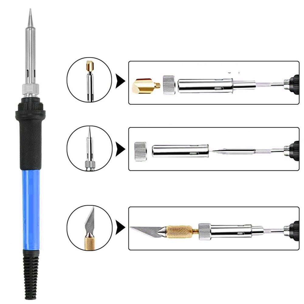 71-Piece Adjustable Temperature 60W Electric Soldering and Pyrography Set with Colored Pencils