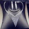 New Style Fashion Exquisite Jewelry Sets For Women Bride Wedding Party Accessories Cubic Zircon Stud Earrings & Necklace Gift