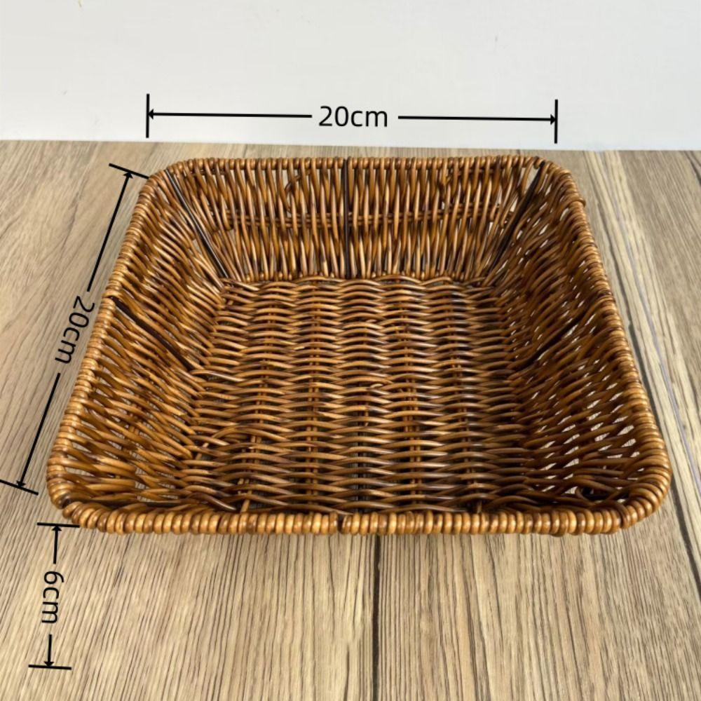 Hand-Woven Food Plate Vintage Wicker Basket Durable Bread Tray