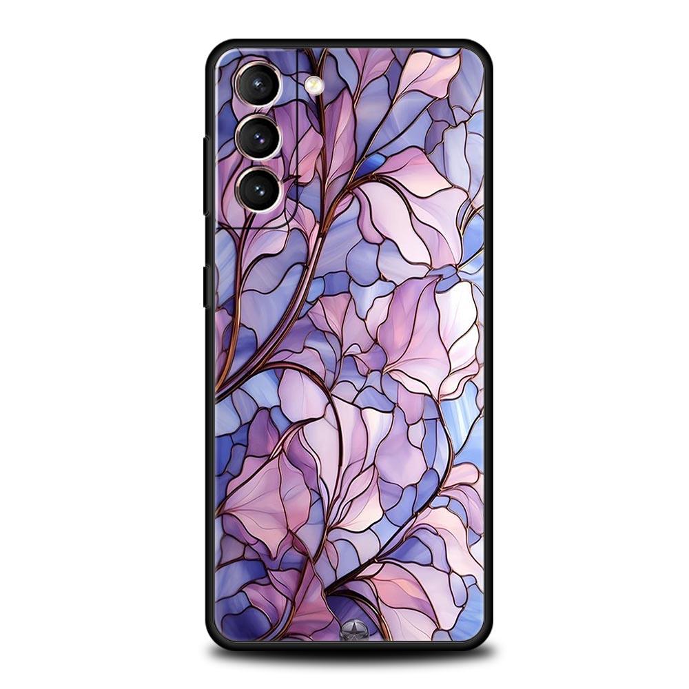 Fashion Flower Pattern Phone Case For Samsung Galaxy S26 Ultra S25 Plus S24 FE S23 S22 5G S21 S20 Cover Black Soft