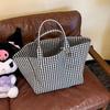 Polka Dot Print Canvas Tote Bag Stripes Print Canvas Material Large Capacity Tote Check Print Large Capacity Printed Canvas Bag