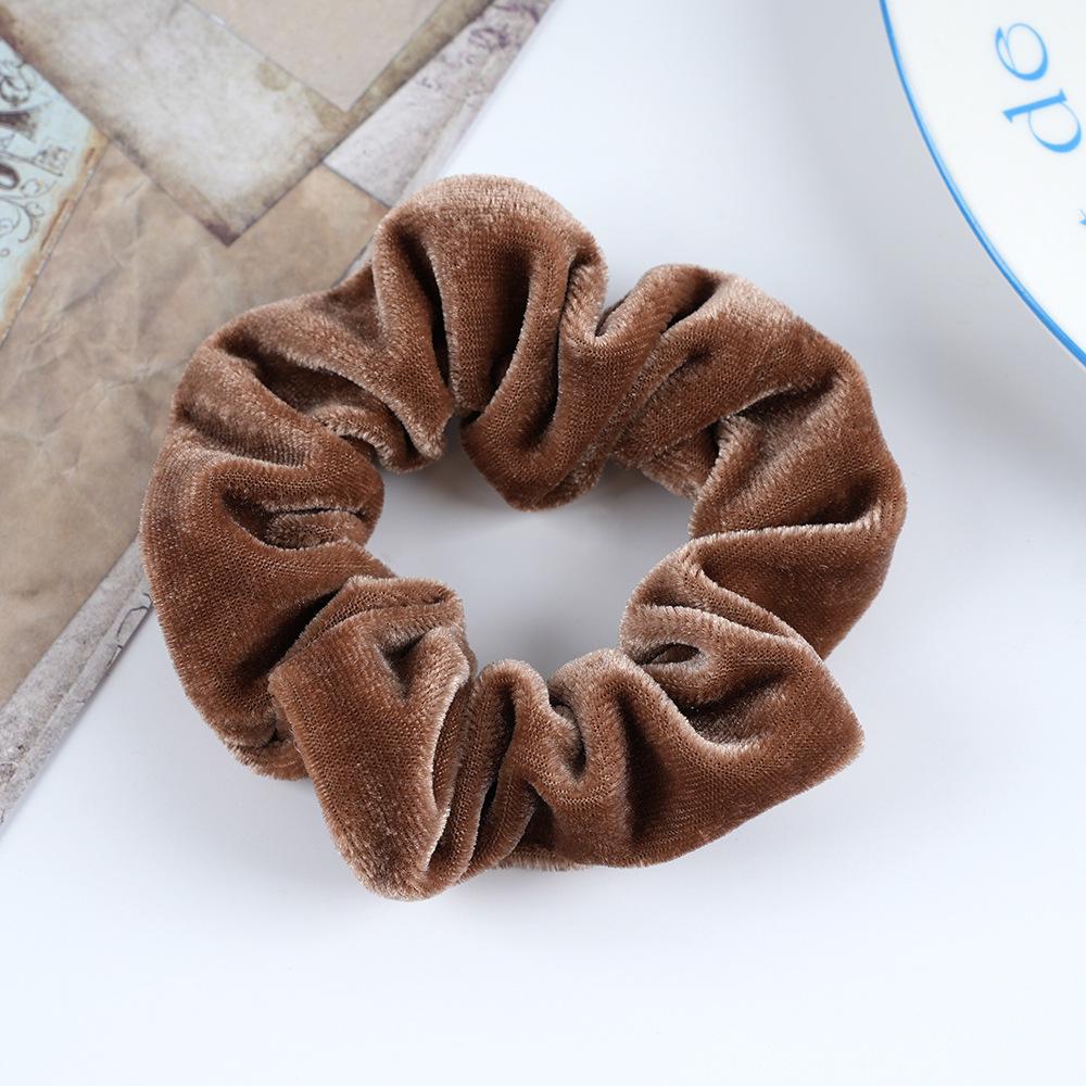 Черная бархатная эластичная резинка для волос для женщин - Толстая, простой аксессуар для пучка кофейный