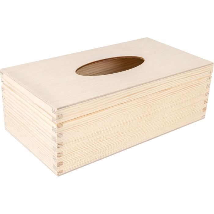 Boîte à Mouchoirs - Creative Deco - Rectangulaire - Bois Naturel - 25,5 x 13,5 x 9 cm - Bureau/Salle de Bain
