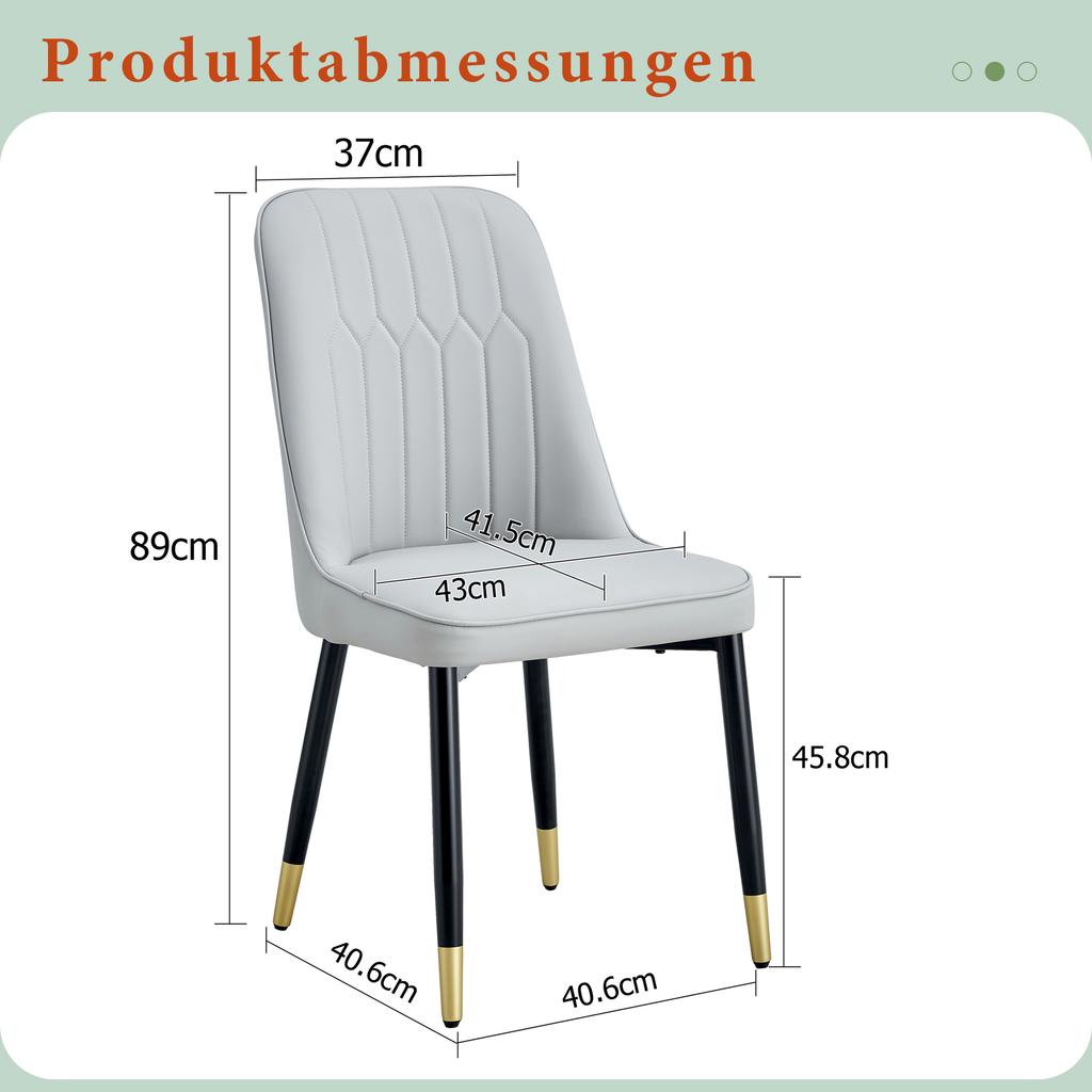 2-Piece Set, Light Gray Dining Chair with PU Leather Back Cushion and Black Metal Legs, Suitable for Scenes Such As Dining Room, Kitchen and Bedroom.