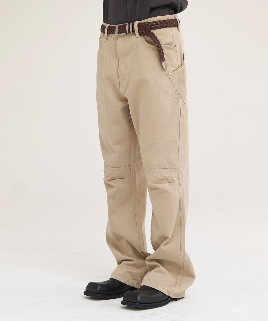 Akesi Rough Panel Sagging Flare Pants_Sand Beige