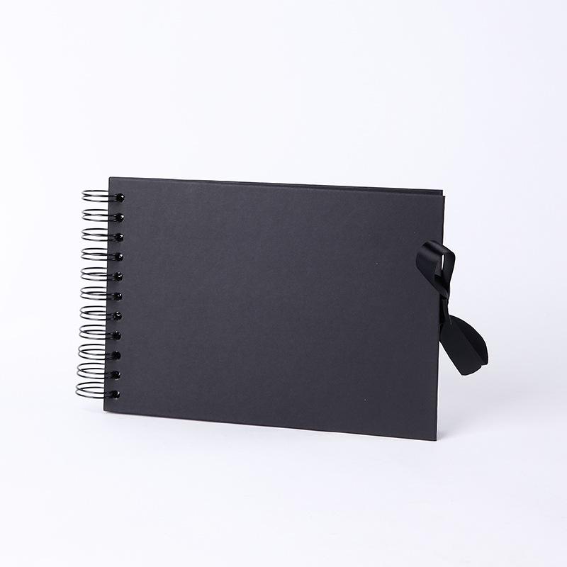 Bow Ribbon A5 Scrapbook DIY Spiral Album Hot Cross Border with Black Cardboard Inserts