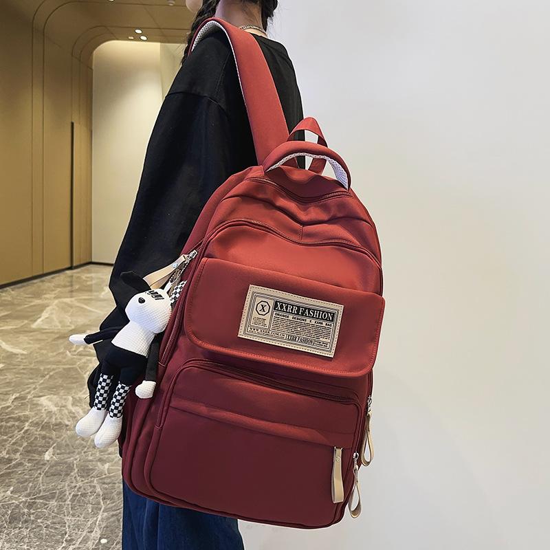 School Bag Children Primary School Students Female Large Capacity Burgundy Backpack Middle School Students College Students Male Backpack