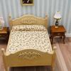 Miniature Furniture Dollhouse Wooden Fabric Bed with Mattress & Pillow 1 12 Scale Furniture Dollhouse Decoration Accessories (Wood)