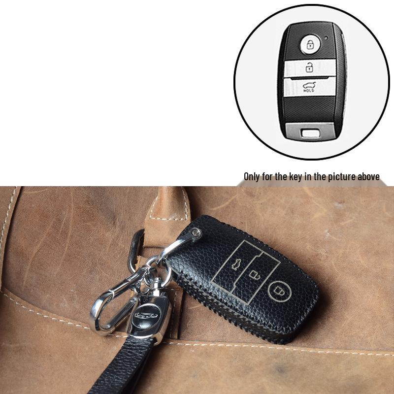 Smart Cowhide Key Case for Landwind X7/X5 with One-Key Start - Universal Snap Button Design for Men and Women