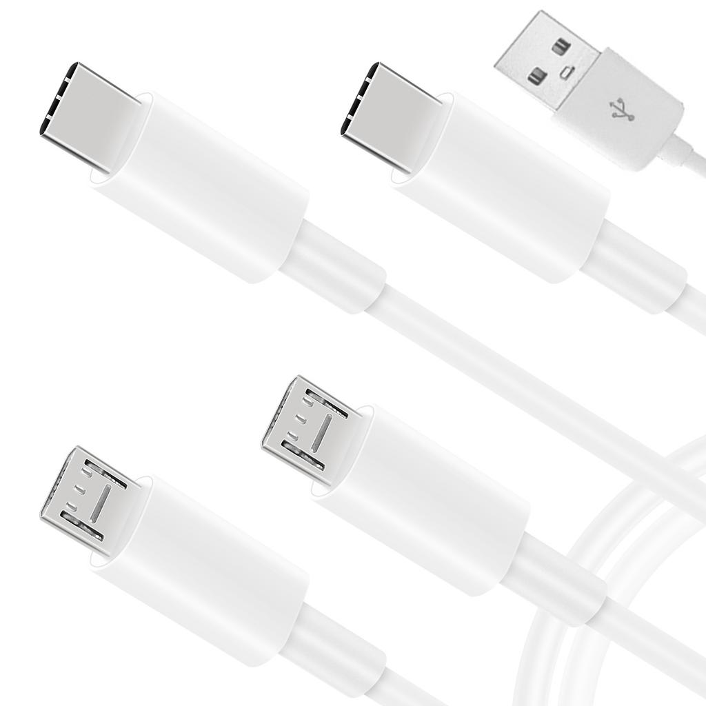 Portable 1 in 4 Out Power Cord Wire USB to 2 Type-C+2 Micro Multi-port Charging Cable Line for Cell Phones Tablets