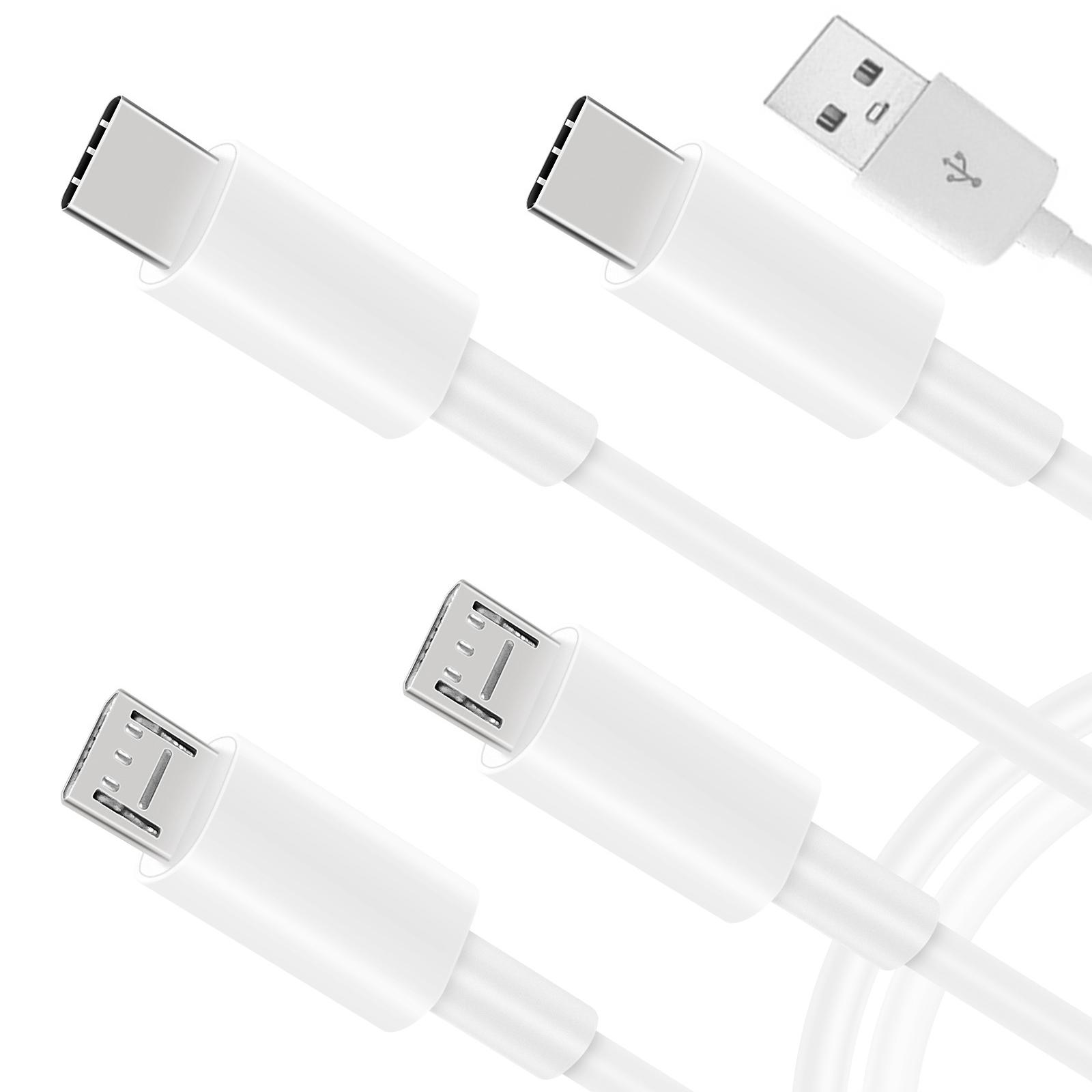 

Portable 1 in 4 Out Power Cord Wire USB to 2 Type-C+2 Micro Multi-port Charging Cable Line for Cell Phones Tablets белый