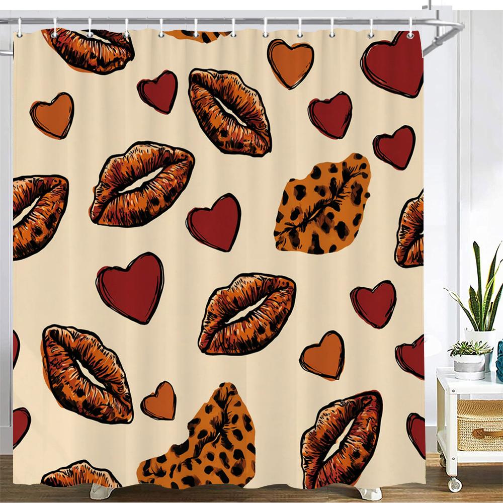 Modern pink romantic lips pattern Shower Curtain Bath Curtain Love Girl Printed Bathroom Curtains for Home Decoration Curtain
