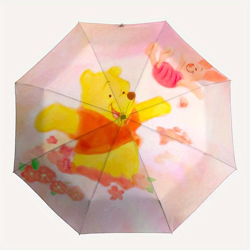Winnie the Pooh and Piglet Automatic 3-Fold Umbrella Design, Cute Cartoon Pattern, Portable Outdoor Umbrella, Perfect, Holiday Gift for Disn