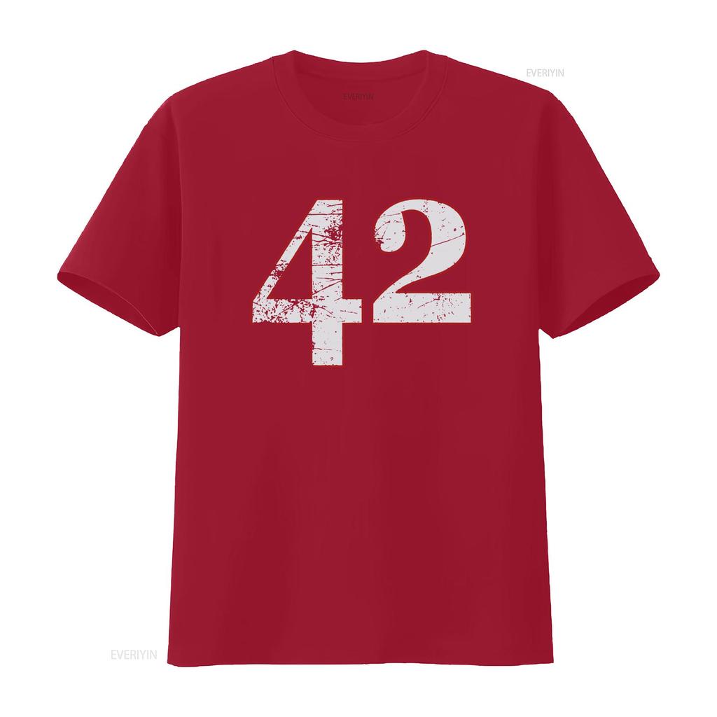 42 T Shirt The Hitchhikers Guide to Galaxy Number Answer Fun Geek Nerd  vintage Washed Casual Soft Breathable fashion