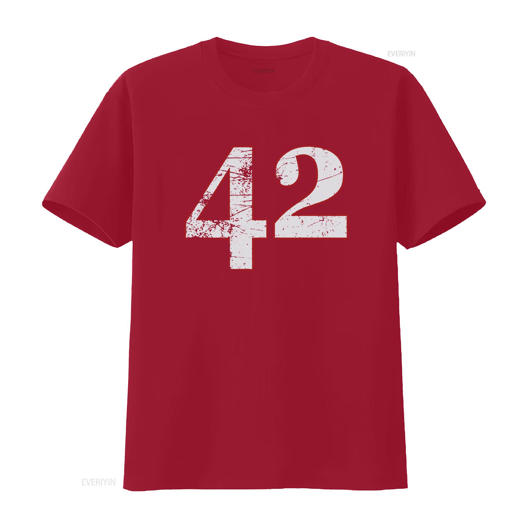 42 T Shirt The Hitchhikers Guide to Galaxy Number Answer Fun Geek Nerd vintage Washed Casual Soft Breathable fashion S