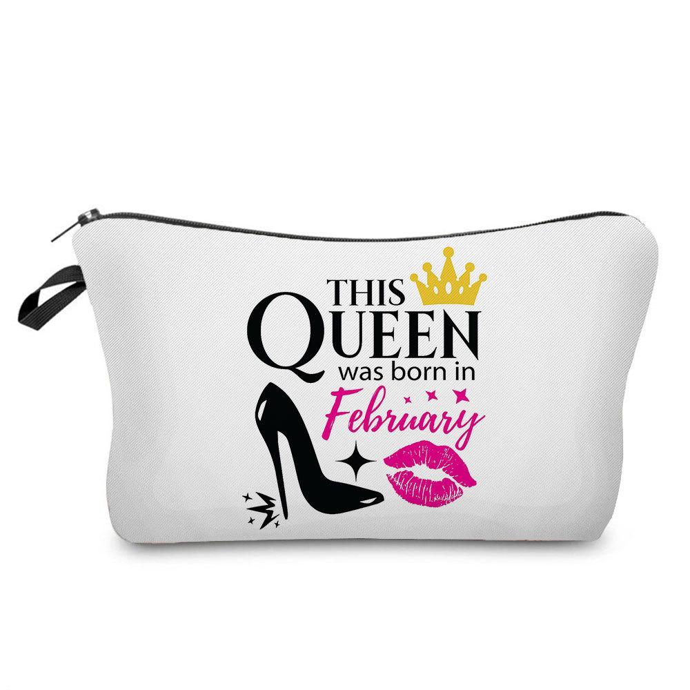 Women English Crown Print Cosmetic Bag Toiletries Organize Travel Storage Case 6767