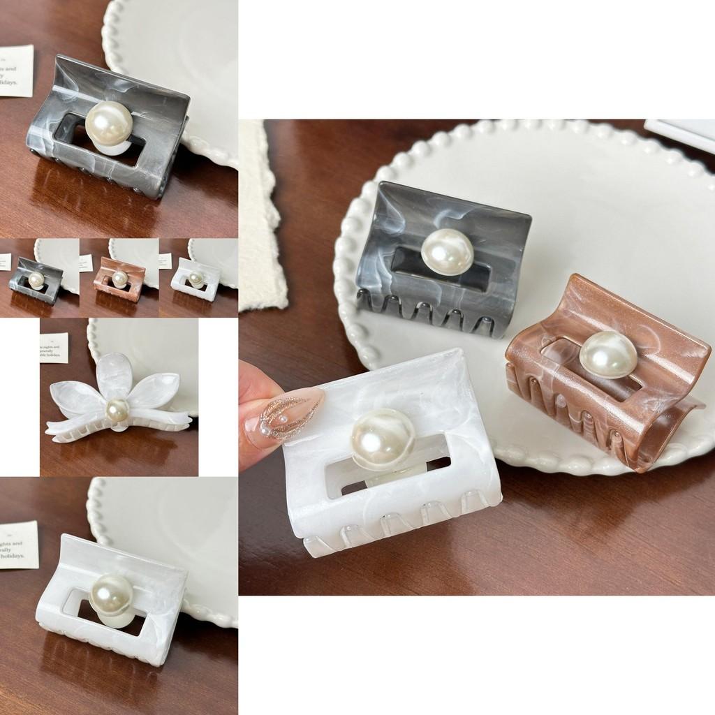Unique Vintage Floral Hair Claw Clips Featuring Chic Pearl Decoration For All Styles