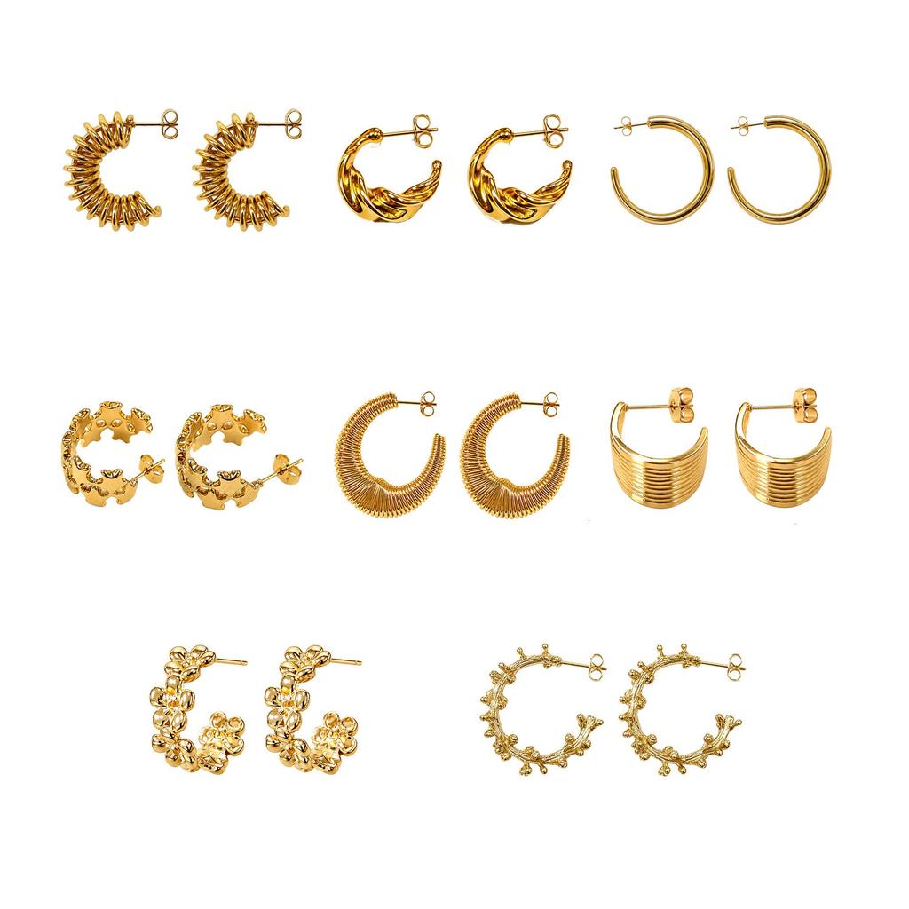 Elegant Stainless Steel C-shaped Trendy Earrings
