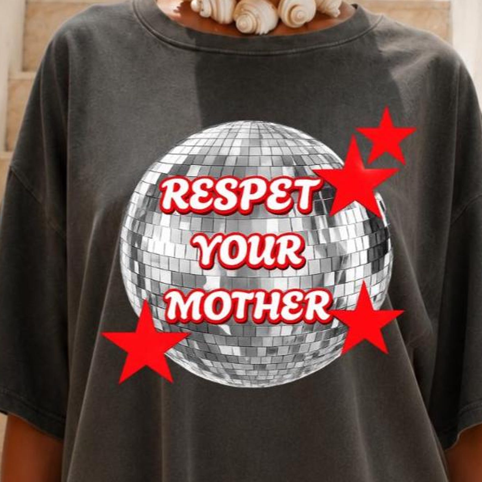 Respect Your Mother Shirt, Comfort Colors Disco Ball Graphic T-Shirt, Respect Disco Tee, Retro Mother Shirt, Respect Disco Ball Shirt 2XL