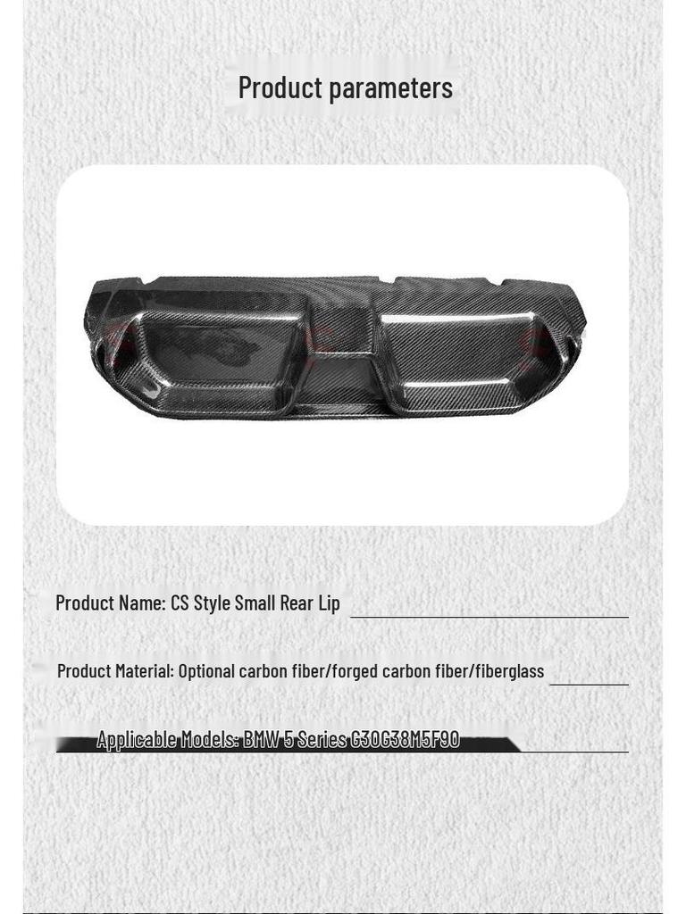 CS Style Carbon Fiber Rear Diffuser Lip for BMW 5 Series G30/G38 and M5 F90.