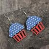 Elegant Star Print Cupcake Shaped Pendant Earrings For Women Embracing American Traditions At Festive Occasions