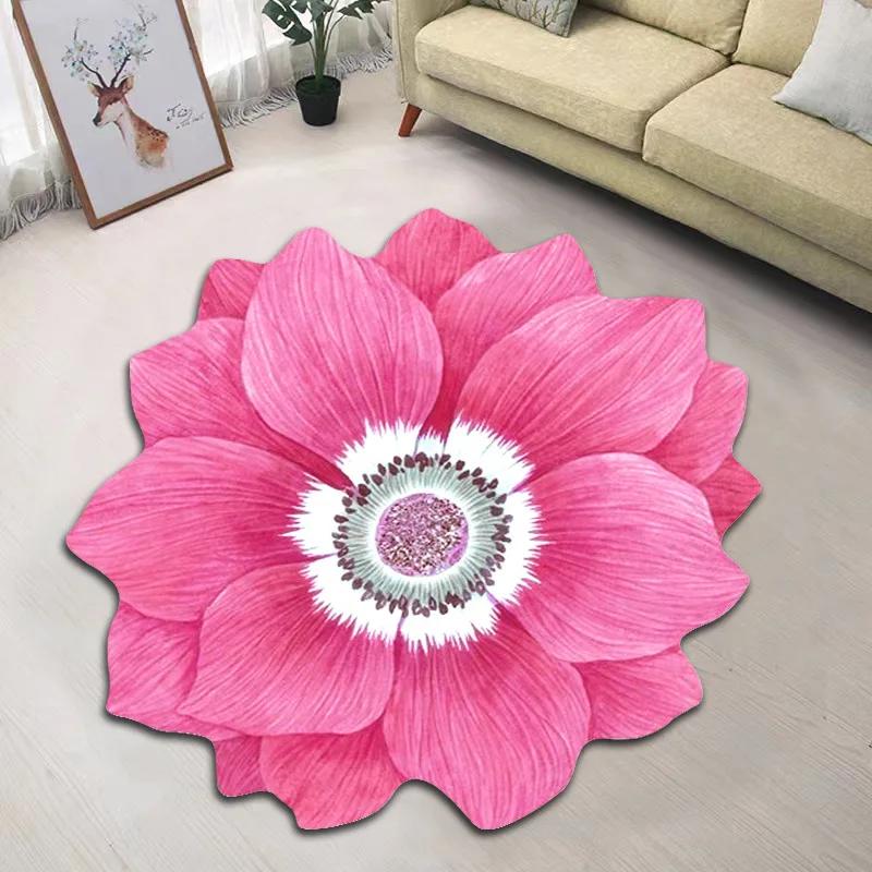 Nonslip Living Rugs Flower Area Shape Washable Large Care Carpet Household Easy Rug Bedroom Absorbent Simple Room Dirt Resistant
