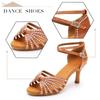 Women's Satin Latin Dancing Shoes Salsa Party Ballroom Dancing Shoes High Heeled 7cm