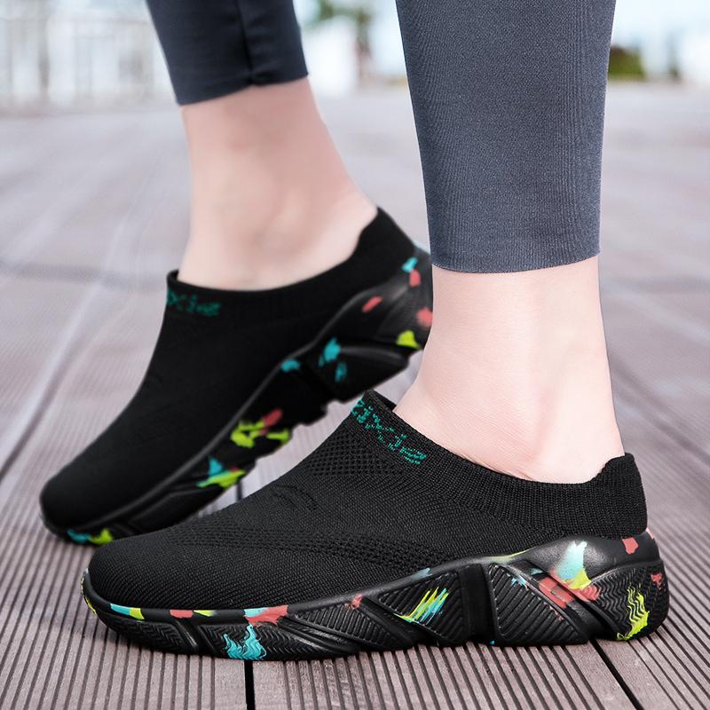 Damen Sandalen Rückenfrei Walking Sneaker Sommer Slipper Pantoletten Socken Schuhe Geschlossene Zehen Hausschuhe Herren Clogs Übergröße