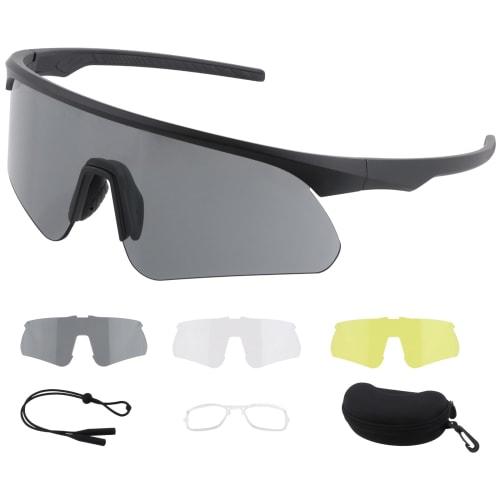 ToopMount Tactical Goggle Glasses, 3 Interchangeable Lenses, Sports Glasses, Yellow, Gray, Clear, Myopia-Friendly Inner Frame, Storage Case Included,